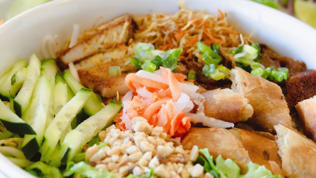 Vietnamese food dish Thanh Toan Noodle Bowl from 
Thanh Tinh Chay restaurant in Little Saigon City Heights in San Diego