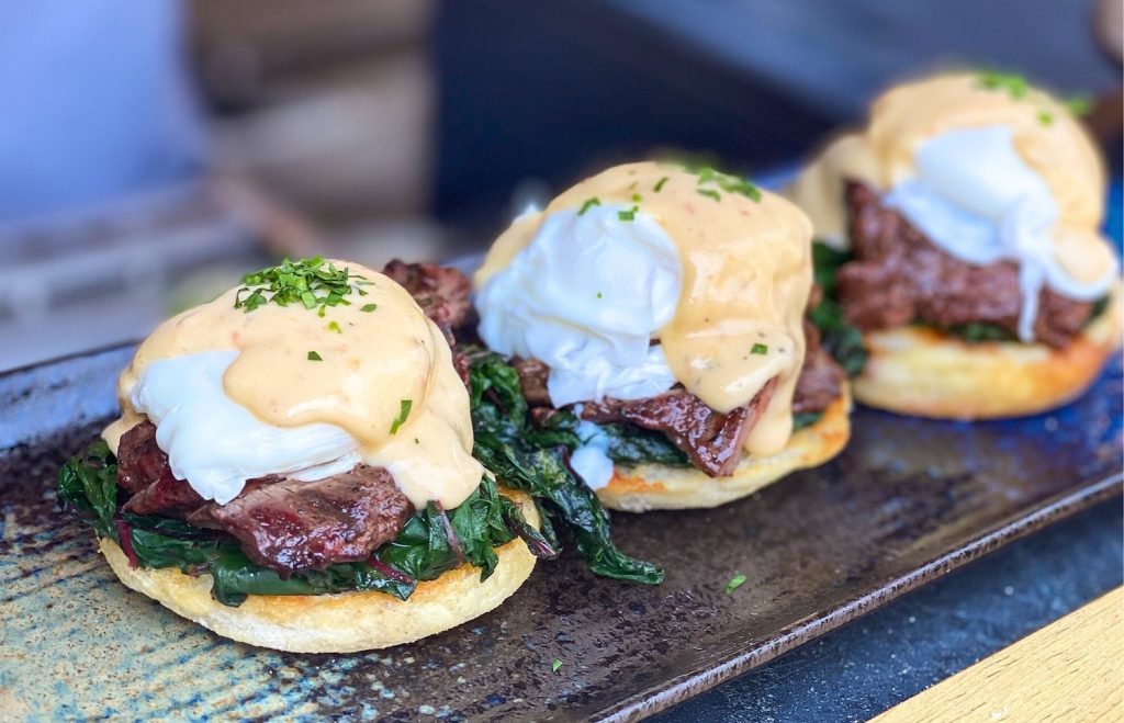 2024 Easter Brunch eggs Benedict from San Diego restaurant The Presley in Point Loma