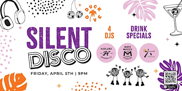 Event poster for Pacific Beach bar The Duck Dive's Silent Disco in San Diego