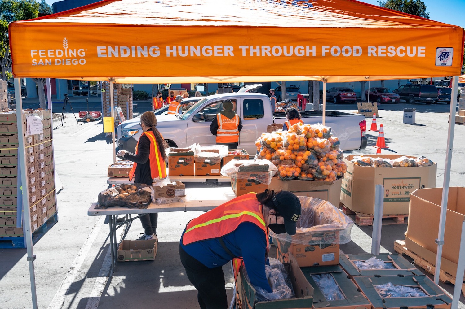 San Diego nonprofit Feeding San Diego's food distribution tent 