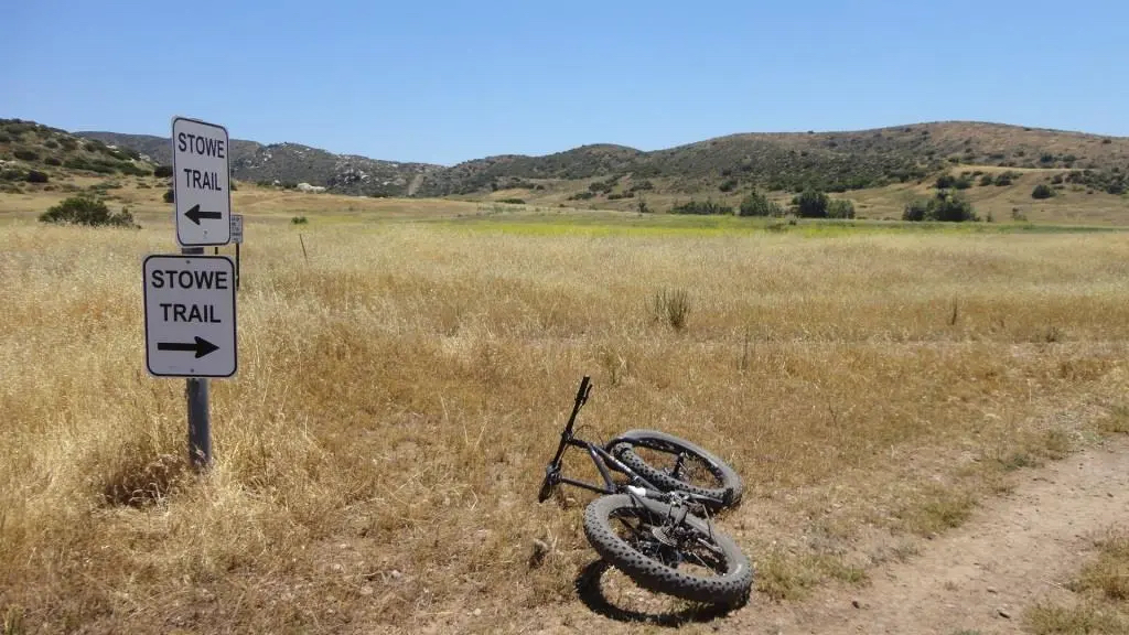 A mountain bike on the Stowe Trail along Miramar's Marine Corps Station  in San Diego 