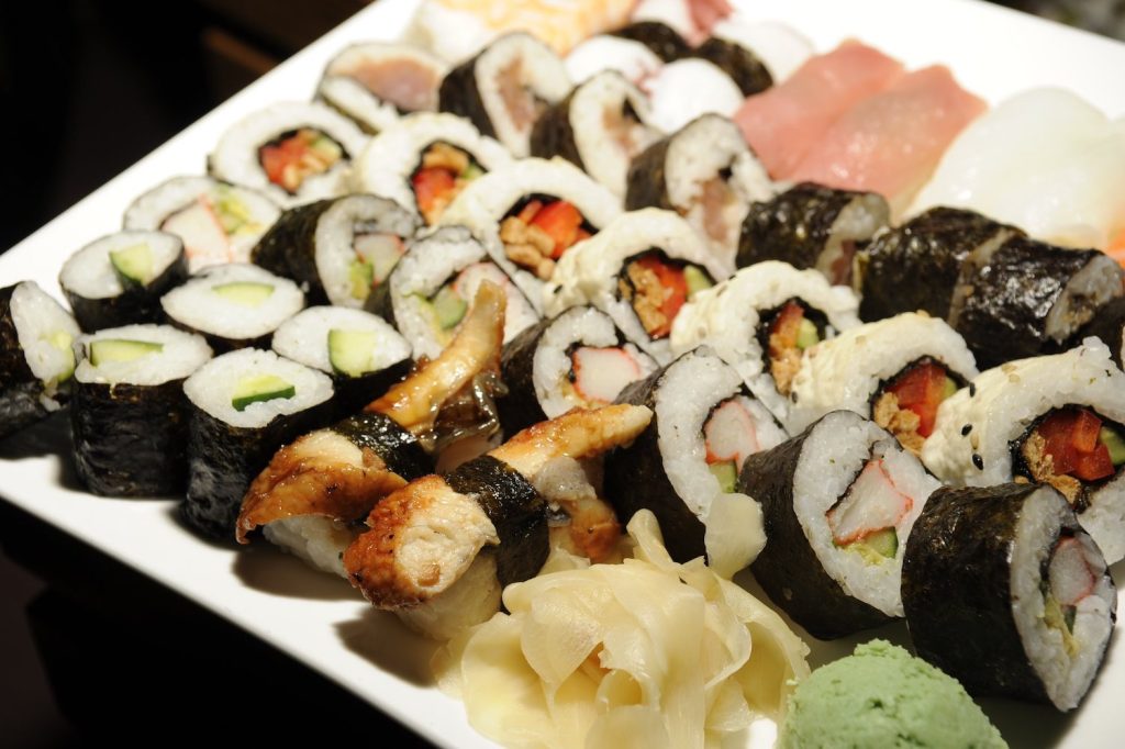 A sushi platter from Chef Gift & Food a Japanese restaurant and market in National City, San Diego
