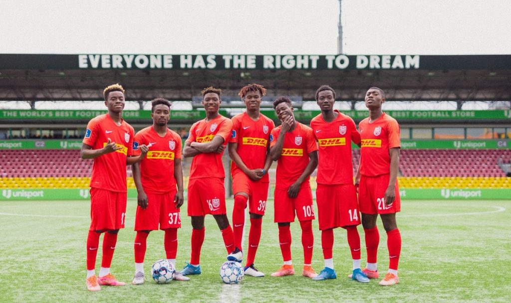 Soccer players from Right to Dream's Ghana soccer program