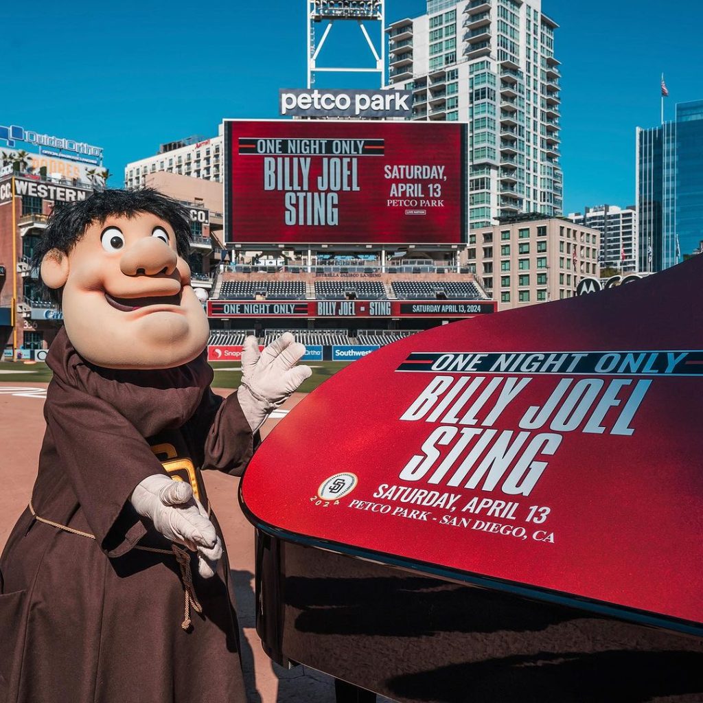 Things to do in San Diego including the Billy Joel and Sting concert at Petco Park on April 13, 2024 featuring the friar with a poster
