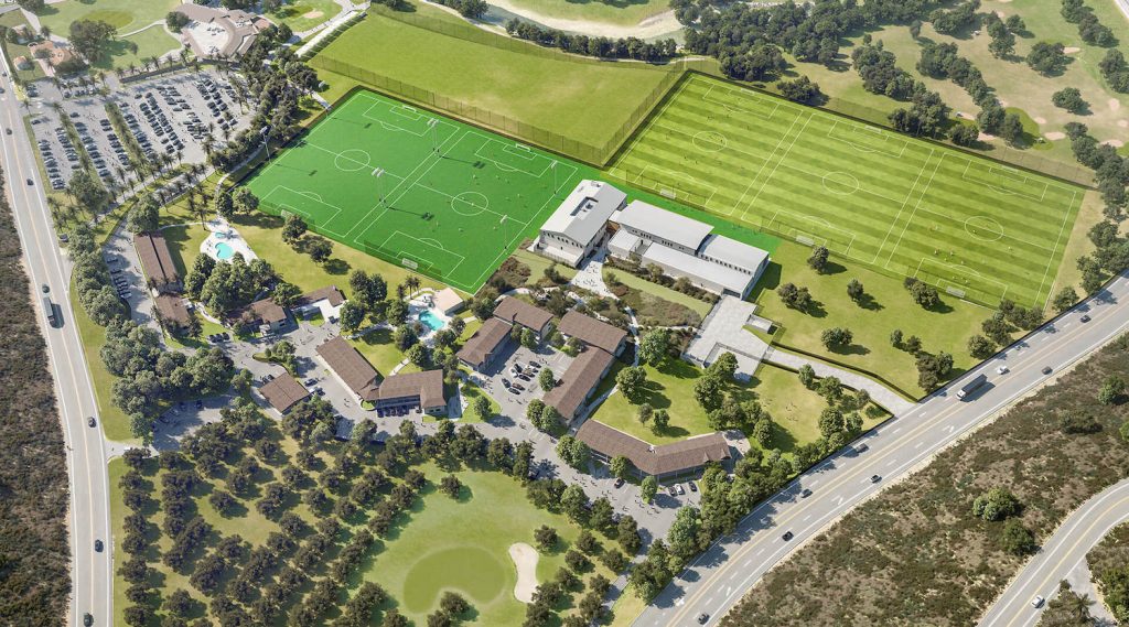 Rendering of San Diego FC's Right to Dream training facility being built in El Cajon to host soccer training and academies