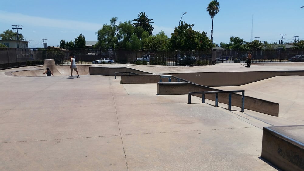 Bill and Maxine Wilson Skate Park in Logan Heights, San Diego featuring a three rails and a bowl