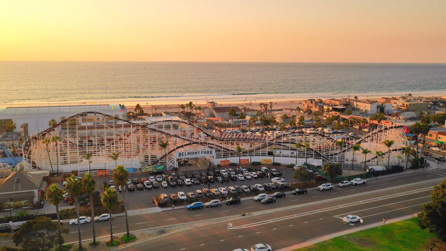 Things to do in San Diego at night featuring Belmont Park in Mission Beach