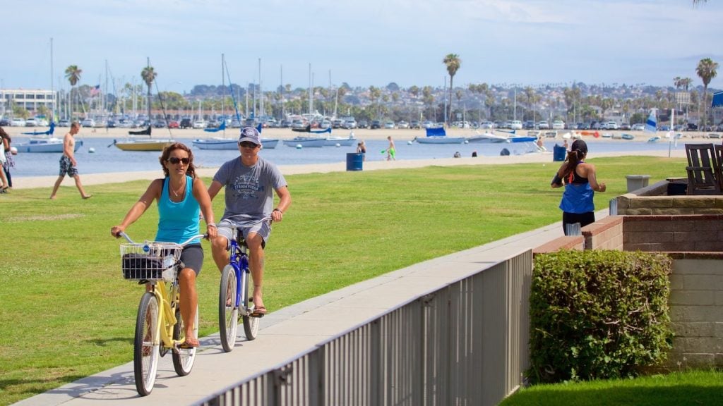 Fun things to do on Father's Day in San Diego 2024 including biking on the bike paths of Mission Bay
