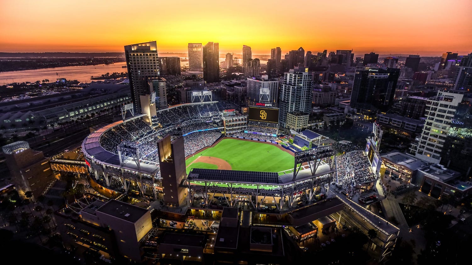 Things to do in San Diego at night featuring a Padres baseball game at Petco Park 