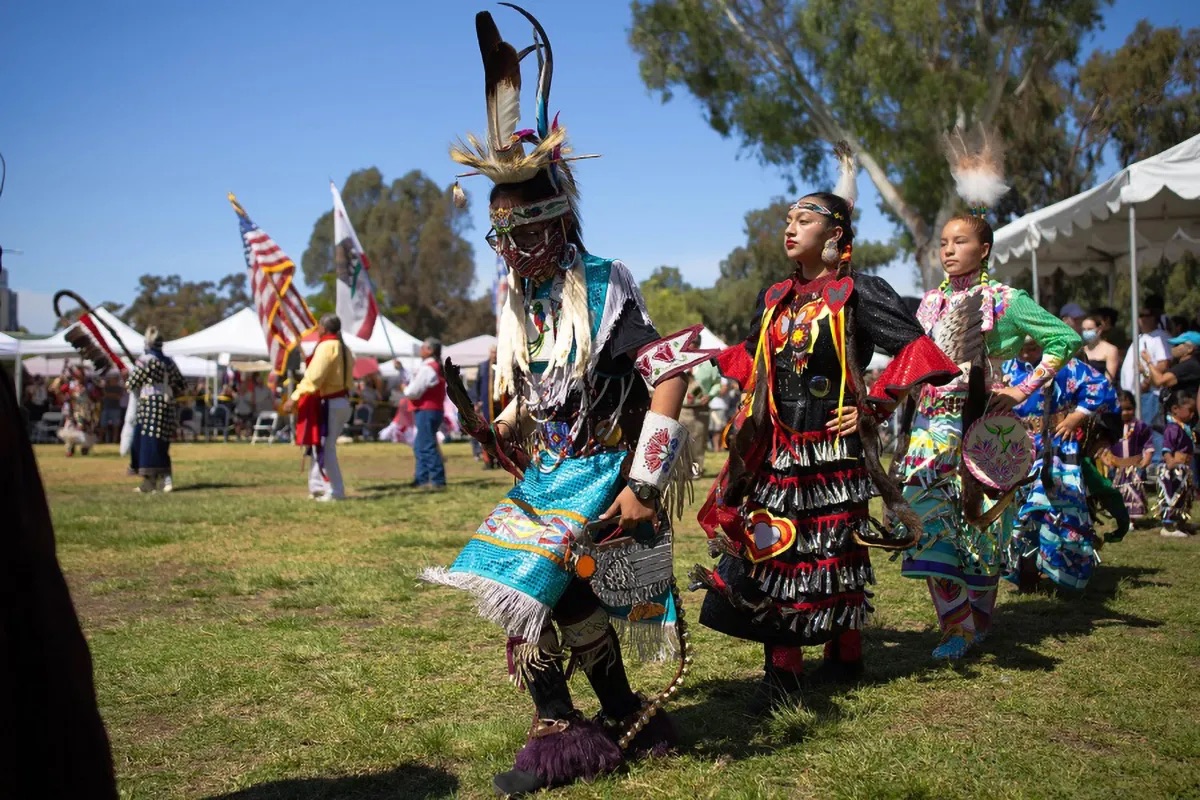 Balboa Park Pow Wow happening this weekend on May 11-12 in San Diego featuring Native Americans dancing in traditional ceremony attire