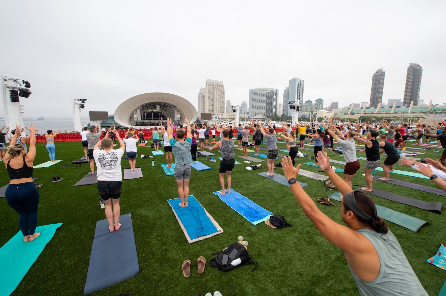 The Jacobs Rady Shell San Diego concert venue hosting a free yoga class by FIT Athletic on June 8 