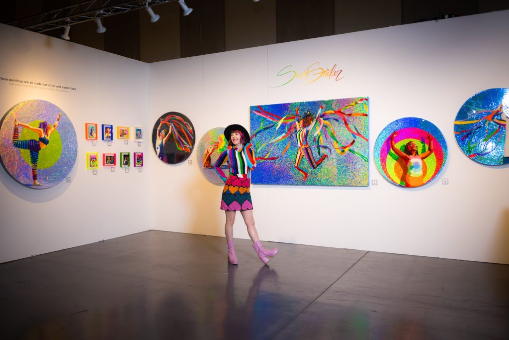 San Diego artist Sarah Stieber in her pop-up art gallery in Little Italy June 2024 