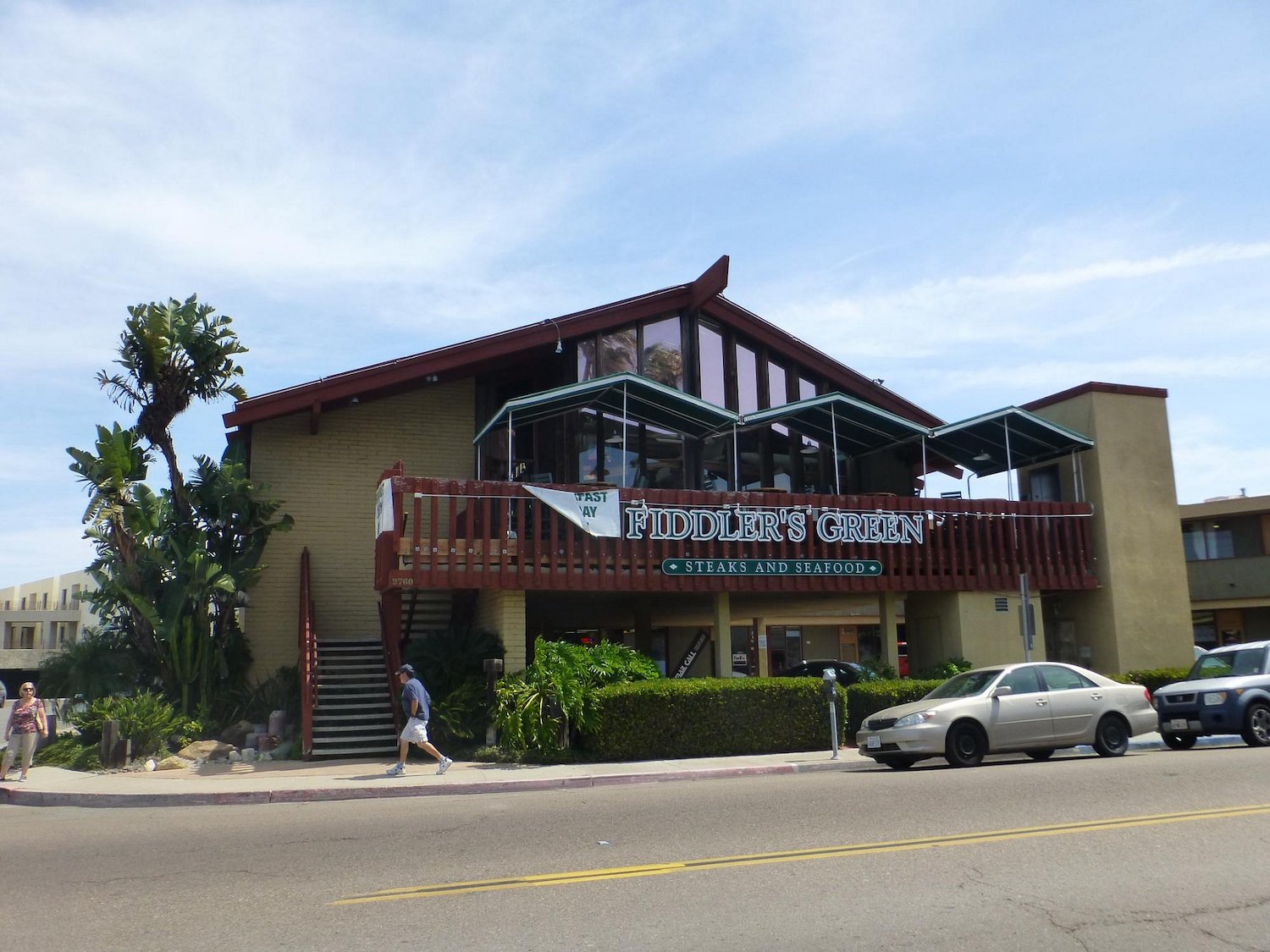Exterior of The Green Fiddler San Diego bar and restaurant in Point Loma that will be replaced by steakhouse and speakeasy called The Boatyard designed by Paul Basile