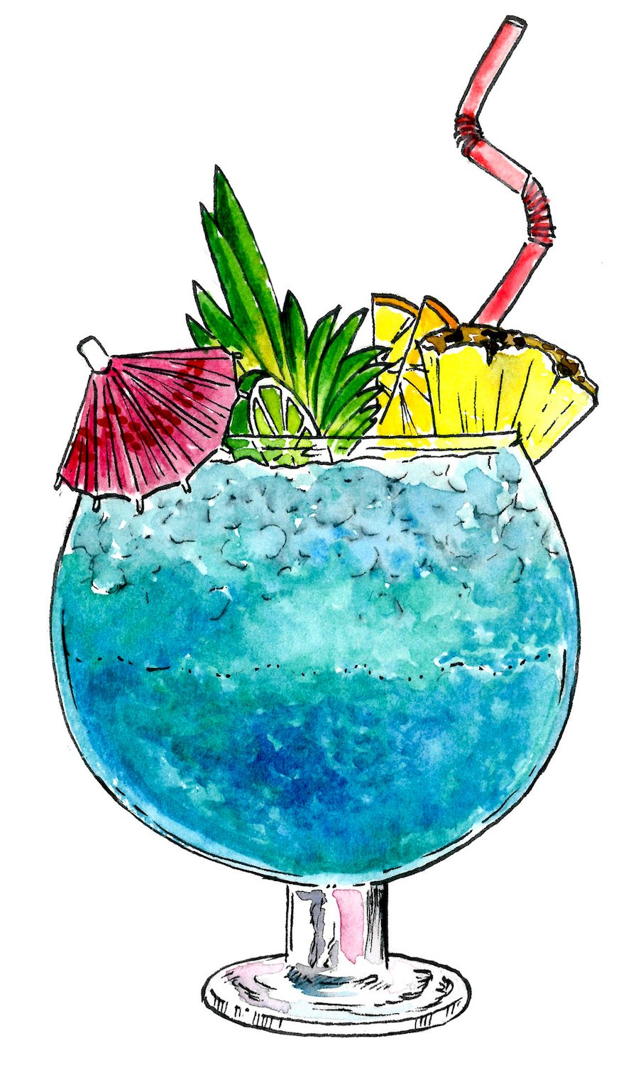 Illustration of historic alcoholic glassware Fishbowl