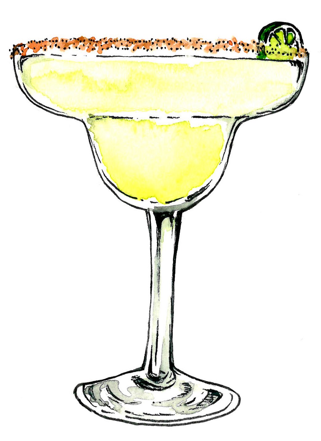 Illustration of historic alcoholic glassware Margarita Glass