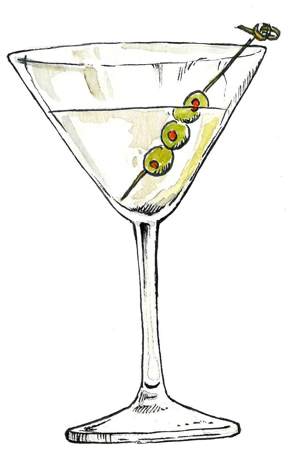 Illustration of historic alcoholic glassware Martini Glass