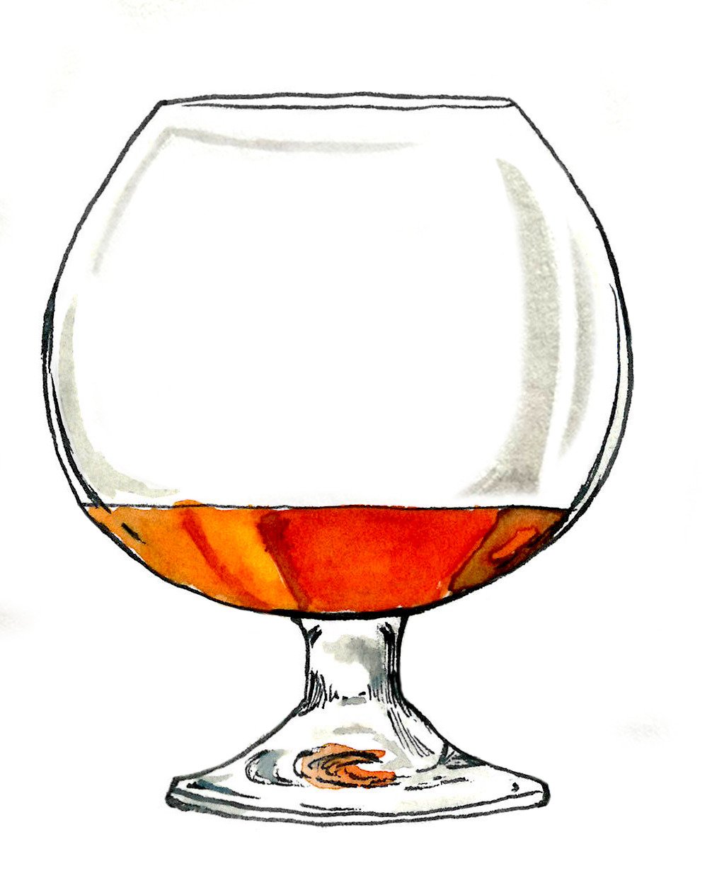 Illustration of historic alcoholic glassware Snifter 