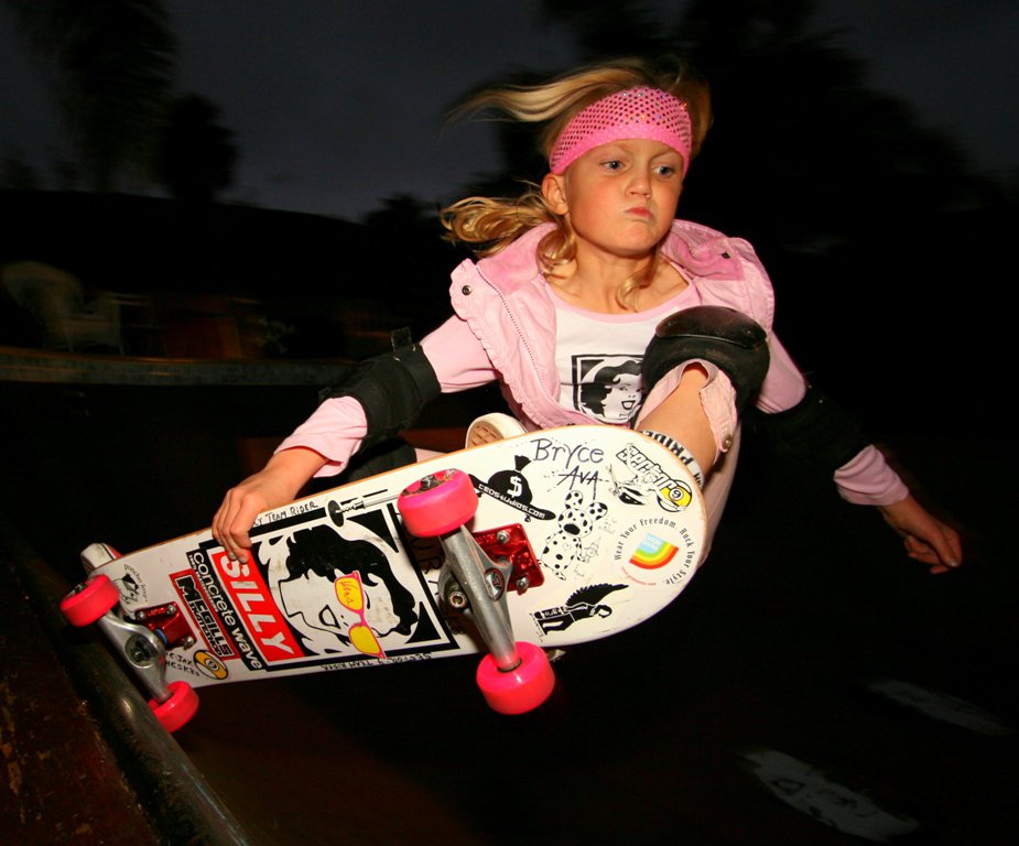 San Diego athlete and olympic skateboarder Bryce Wettstein skating bowls at a young age