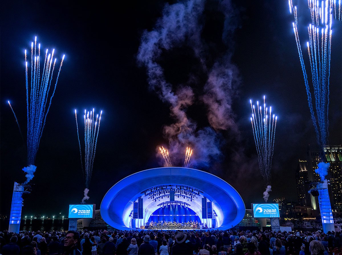 Things to do this month in San Diego July 2024 featuring Fourth of July with The Commodores at the Rady Shell with fireworks