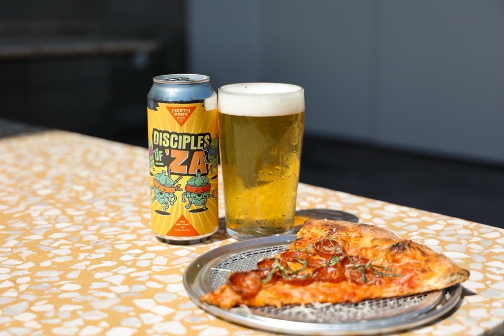 Pizza and beer from North Park Beer Co. which opened a new location at Crown Point in San Diego
