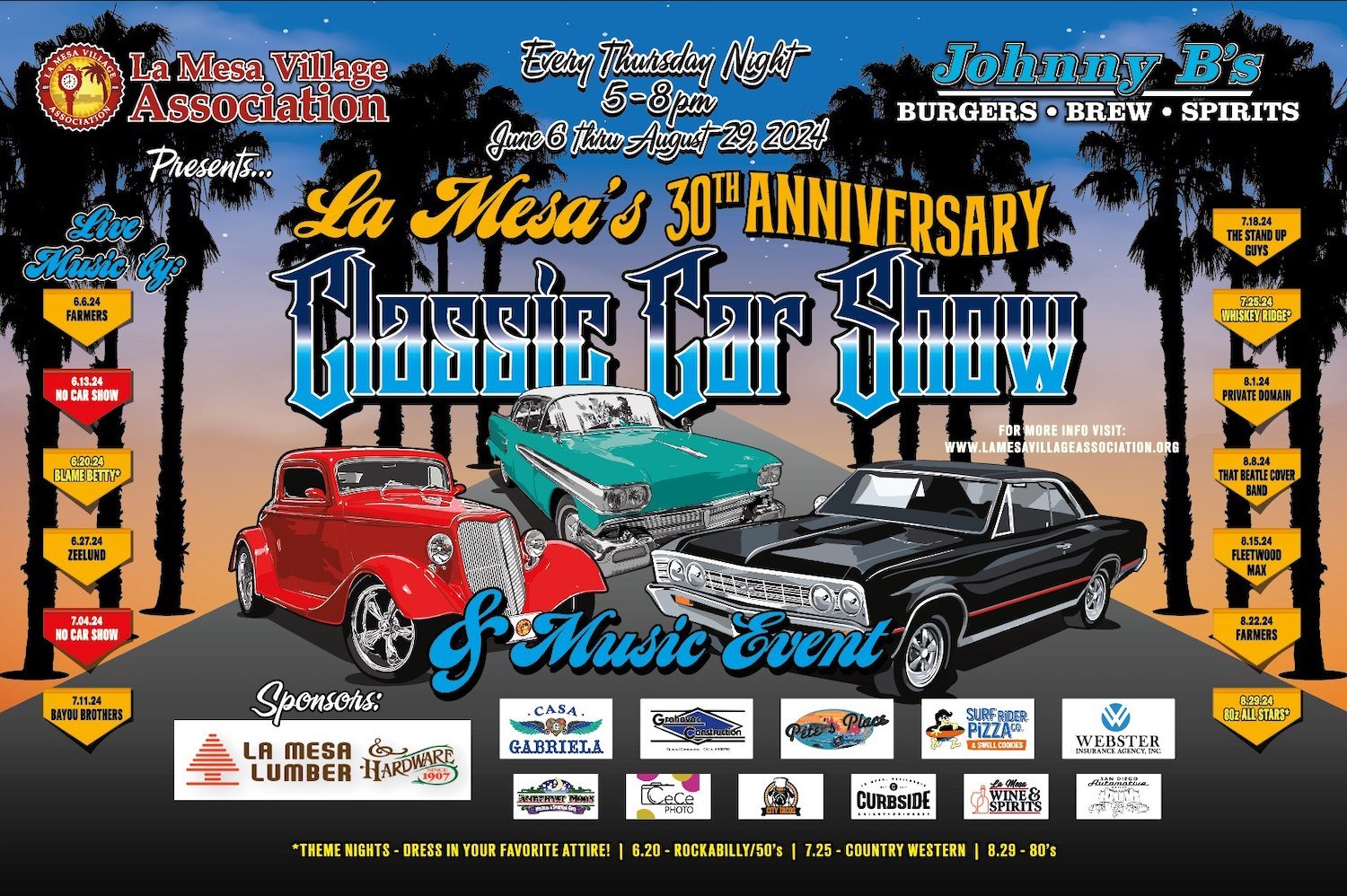 San Diego events this weekend including the La Mesa Classic Car Show & Music Event happening each Thursday until August 29, 2024