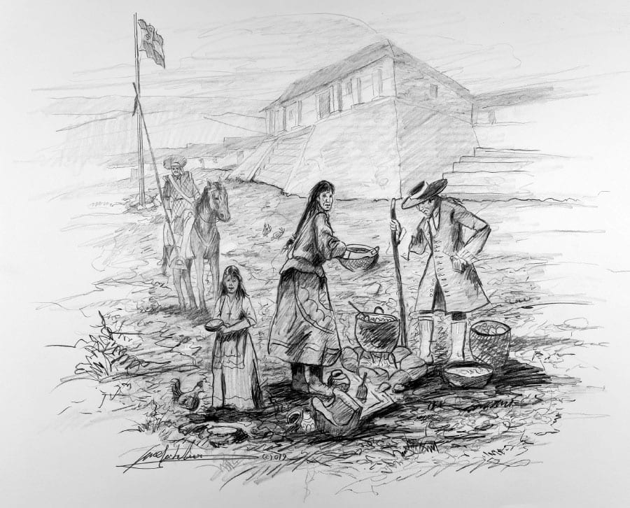 Illustration of the Kumeyaay native American Indians in San Diego before the Spanish settled 