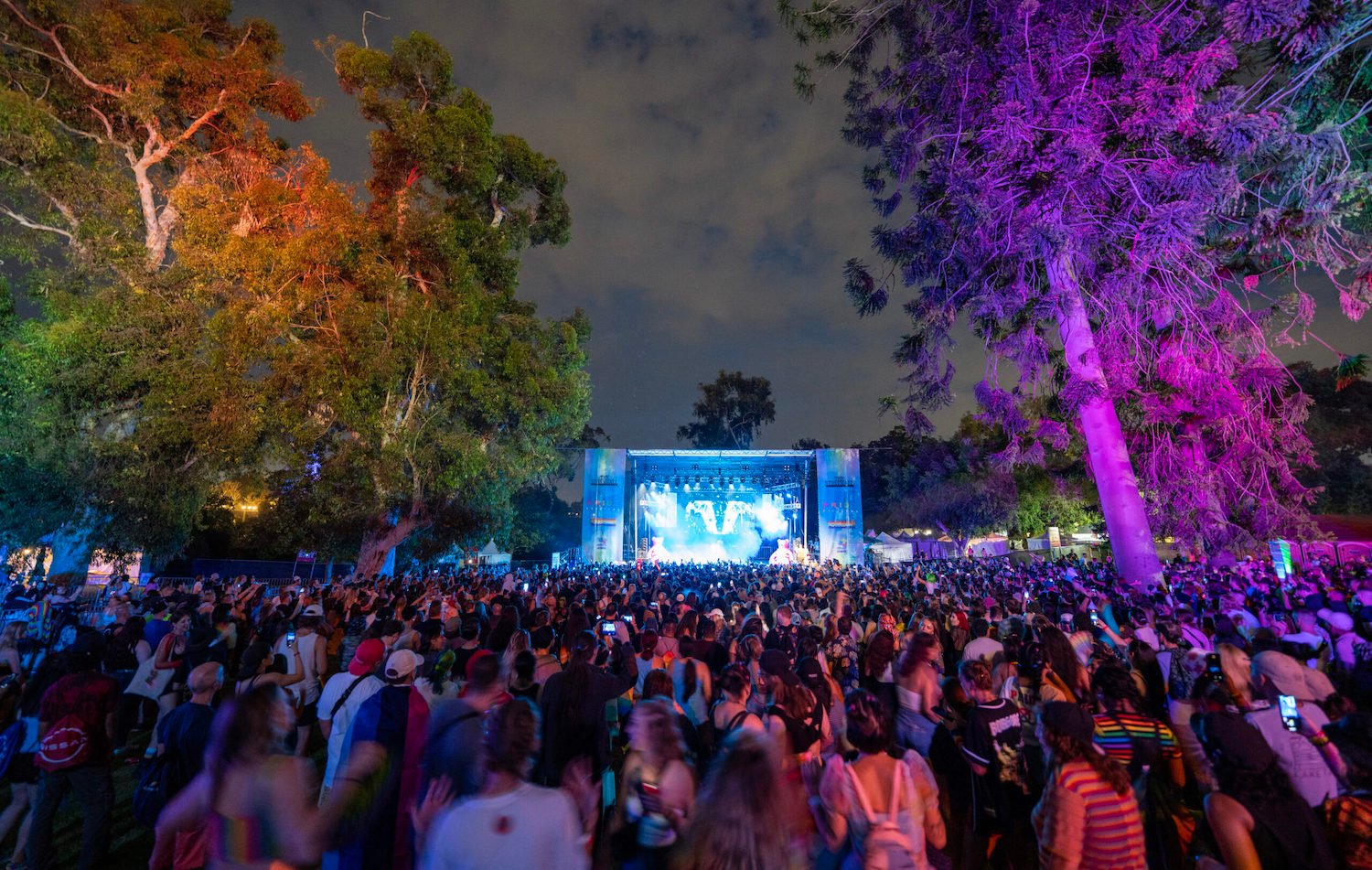 2024 San Diego Pride Festival and Pride Week featuring music performers on stage at Marston Point in Balboa Park