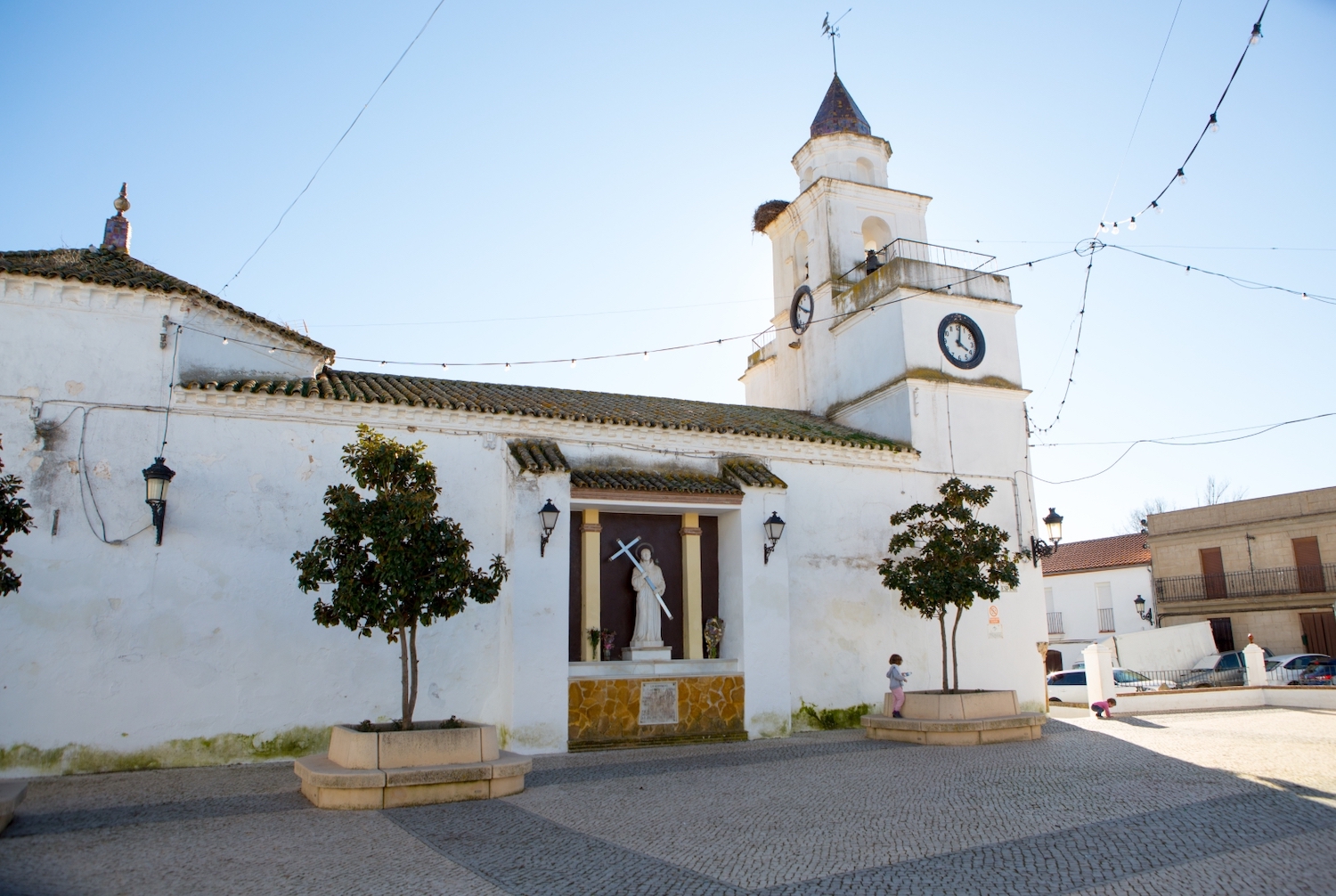 Exterior of the San Sebastián Church in San Nicolás del Puerto in Servilla, Spain where Saint Diego lived