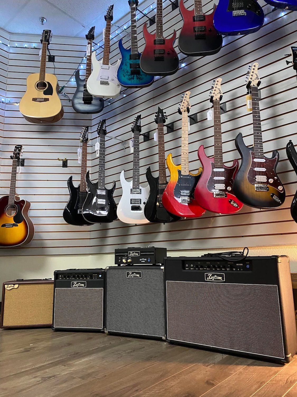 Interior of San Diego guitar shop Music Central in Mira Mesa