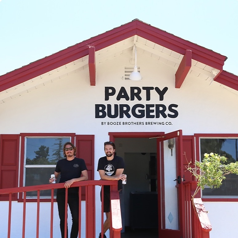 The exterior of new San Diego burger joint Party Burgers in Fallbrook from the team behind Booze Brothers Brewery