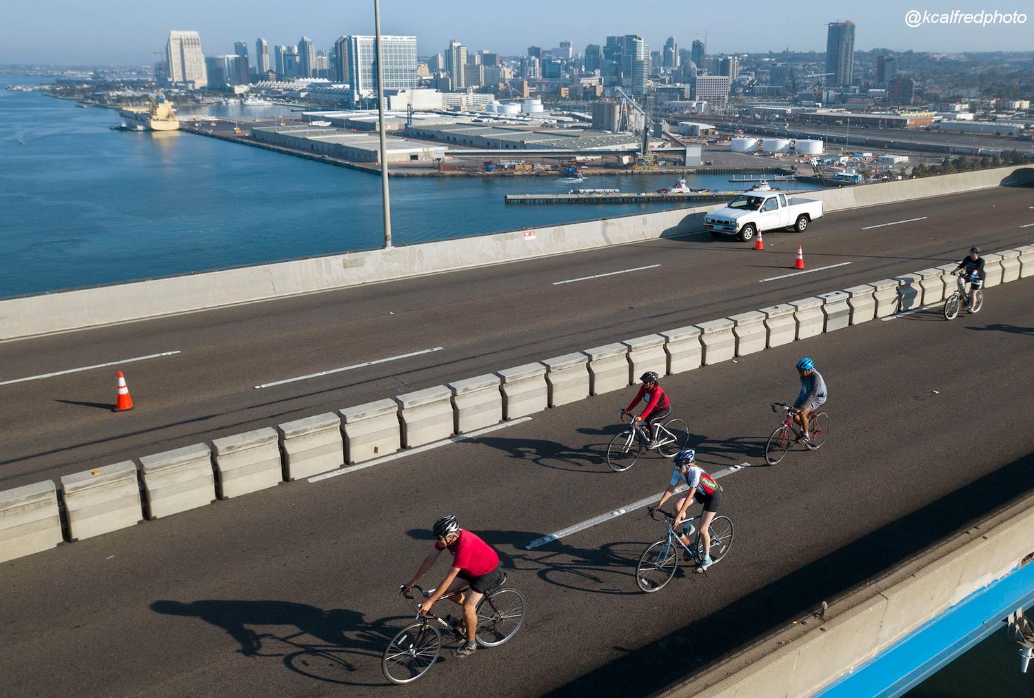 San Diego sports event Bike the Bay hosted by the San Diego County Bicycle Coalition featuring a ride over the Coronado Bridge