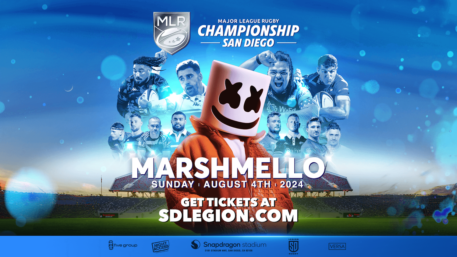 Things to do in San Diego this weekend including a poster for the 2024 Major League Rugby Championship at San Diego's Snapdragon Stadium on August 4