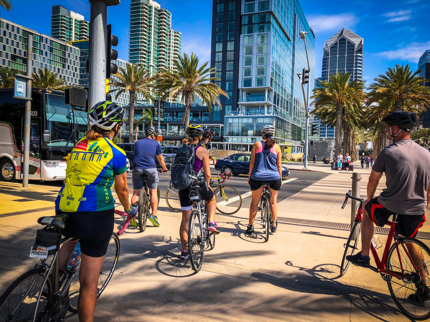 San Diego biking club featuring San Diego Bike Coalition on a group ride downtown