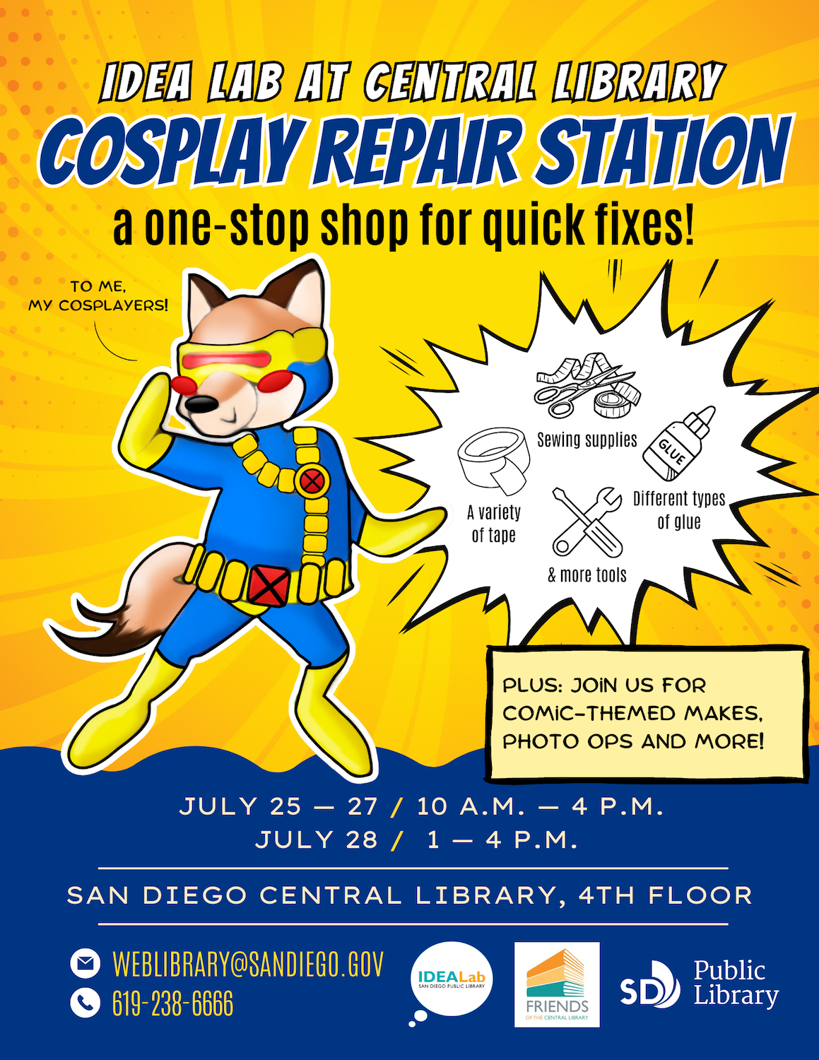 Things to do at San Diego Comic-Con 2024 without a badge featuring Cosplay Repair Station at the San Diego Central Public Library