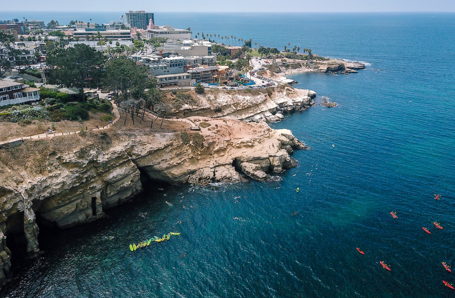 Aerial view of La Jolla Cove, home to excellent stand-up paddleboarding and snorkeling