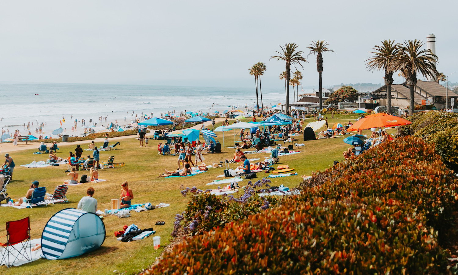 People at the beach at Powerhouse Park in Del Mar, San Diego