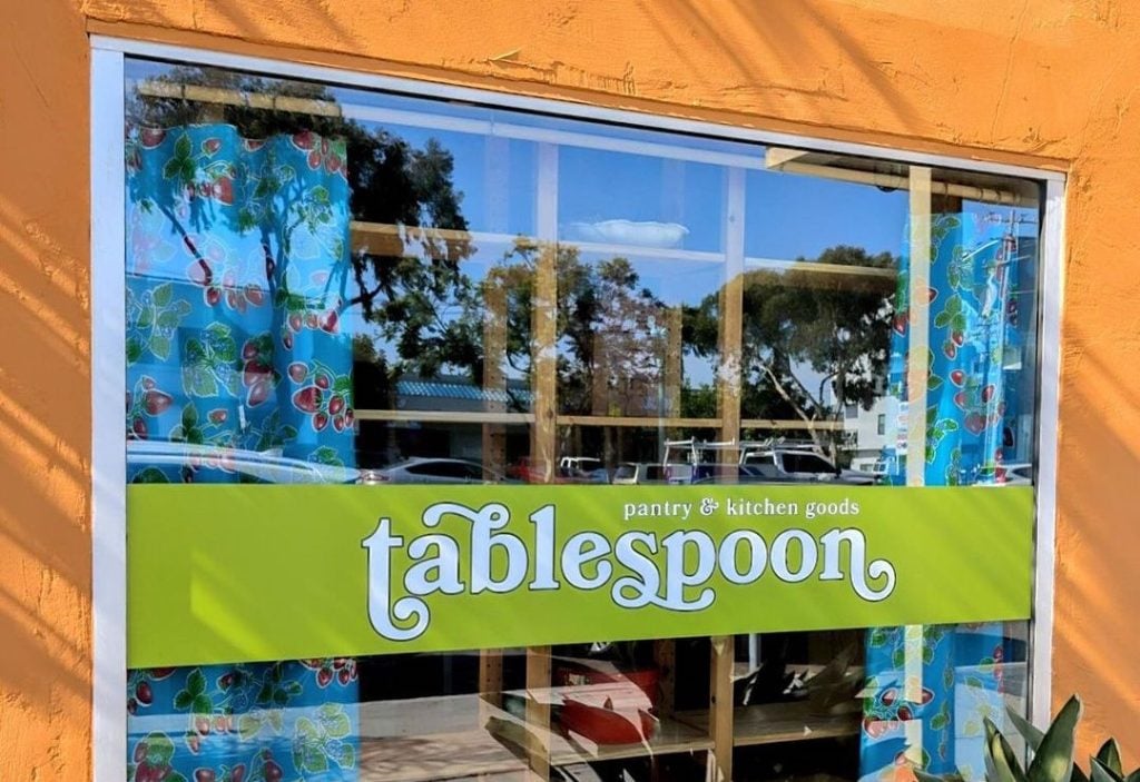 Exterior of new San Diego shop in North Park called Tablespoon featuring kitchen decor and vintage cooking utensils