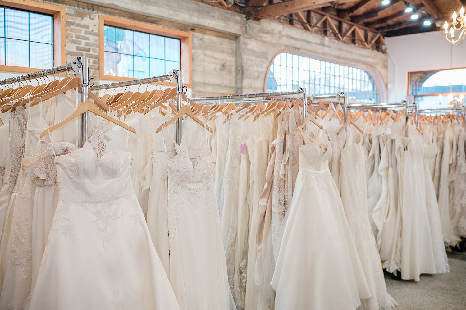 Interior of the San Diego bridal shop and bridal salon of the nonprofit organization Brides for a Cause in North Park