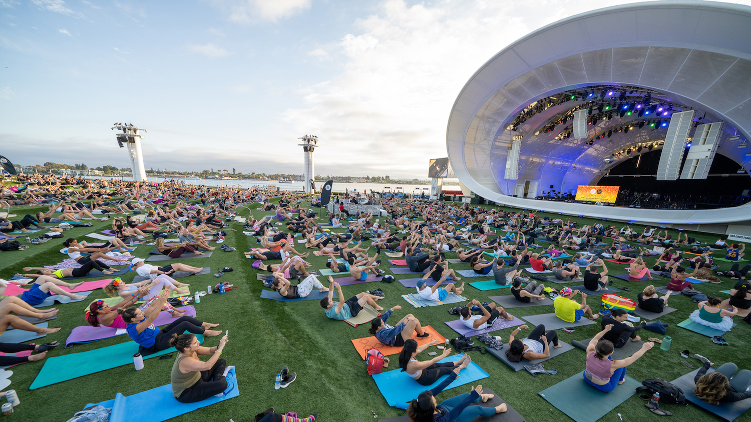 Free activities and things to do in San Diego featuring a free Yoga Class at the Rady Shell on the Embarcadero