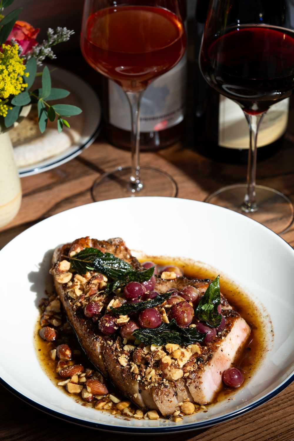 Berkshire pork with meat sourced from Thompson Heritage Ranch served by San Diego restaurant Cellar Hand in Hillcrest