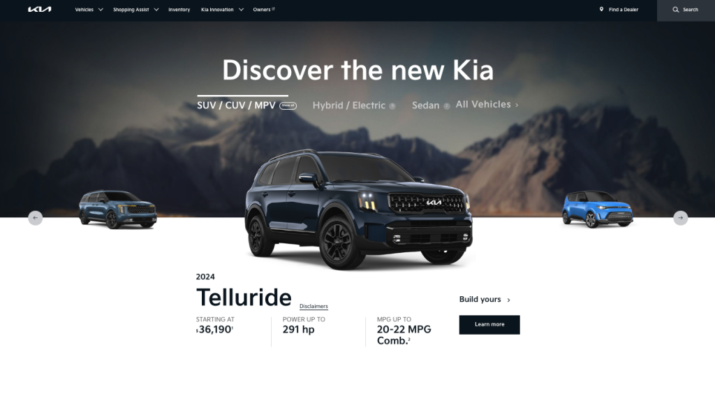 Kia's new website featuring work from San Diego agency CourtAvenue 