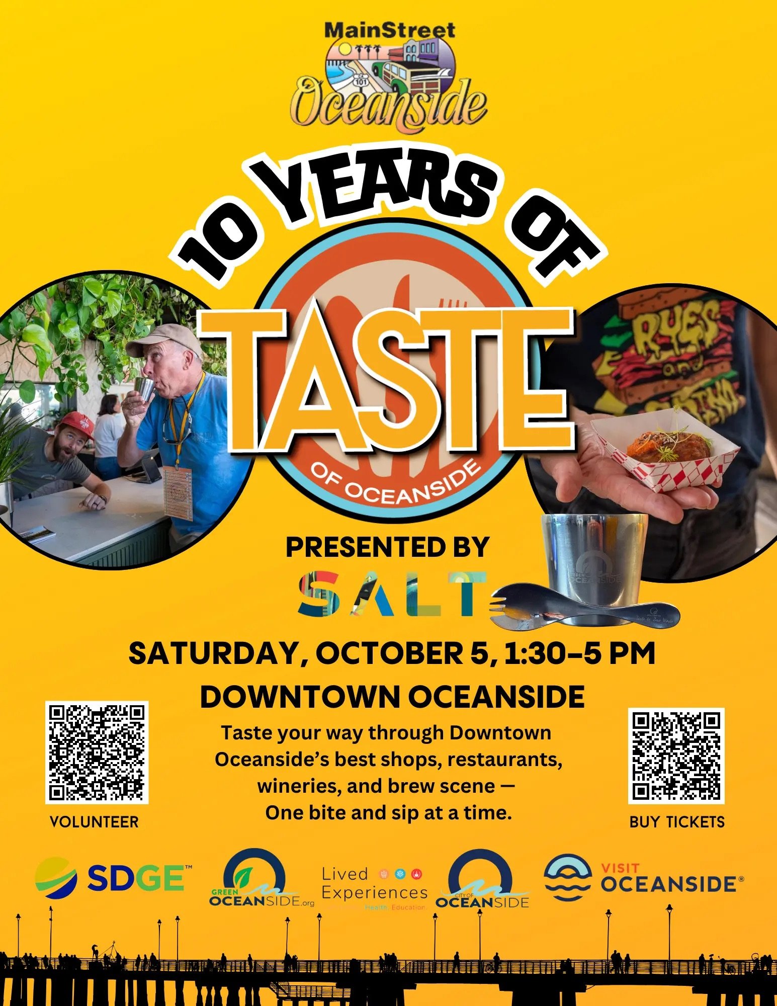 Flyer for upcoming San Diego food & drink event Taste of Oceanside on October 5, 2024