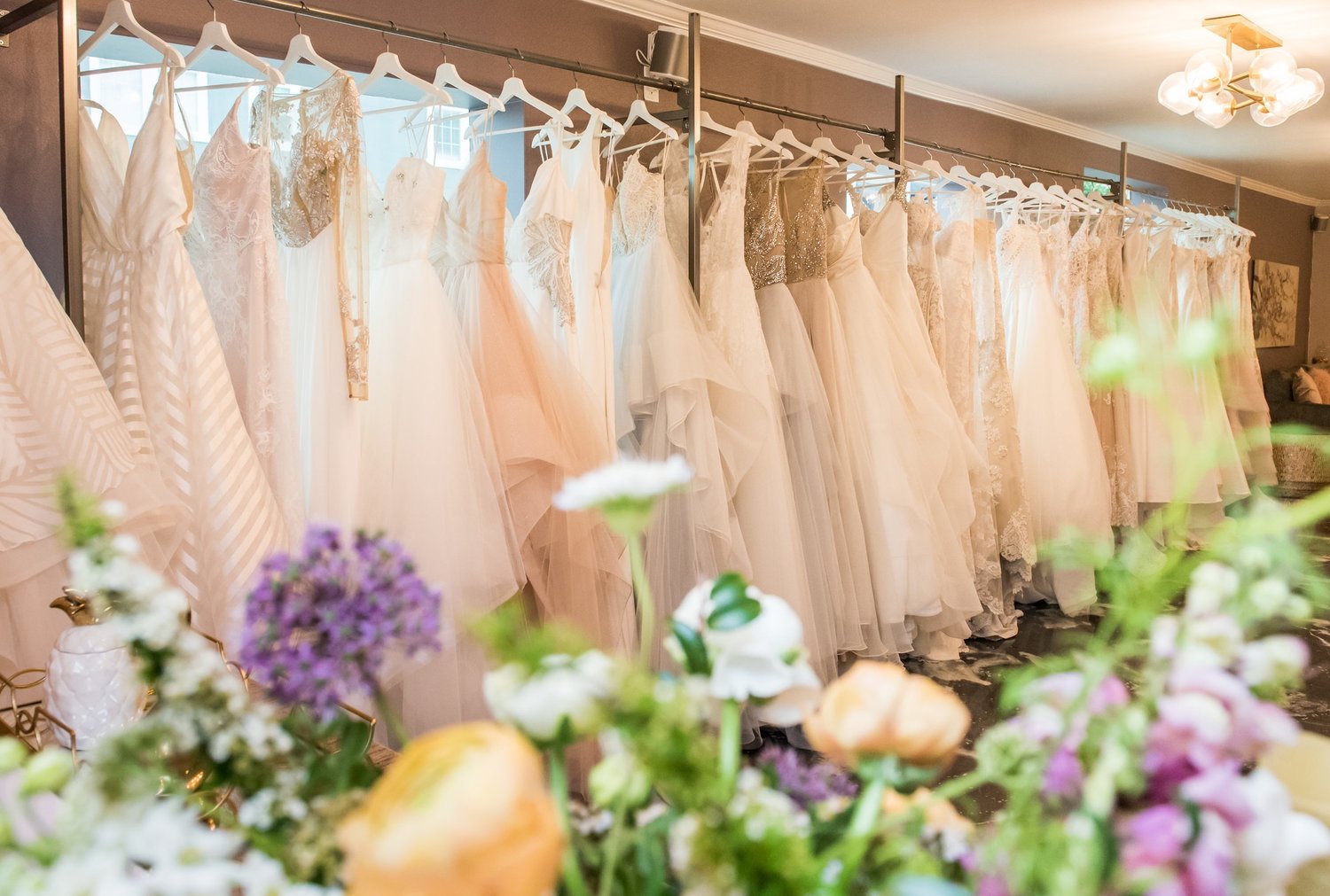 Interior of San Diego wedding dress shop and bridal salon The White Flower in Bankers Hill