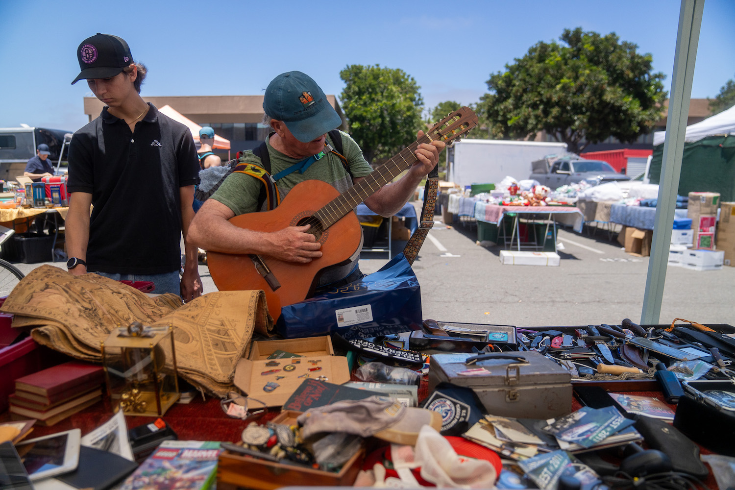 An acoustic guitar from Kobe Swap Meet vendor Wali Amin