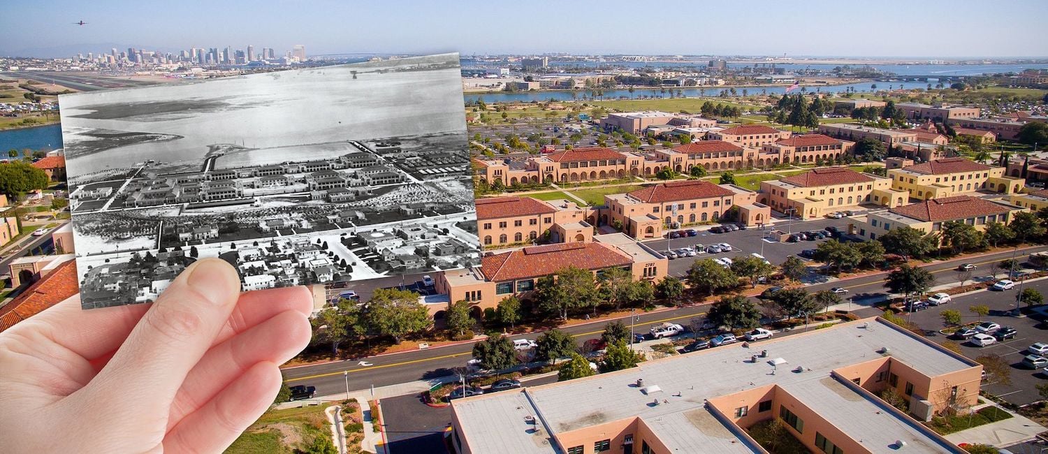 New restaurant concept from Mister A's owner Ryan Thorsen called The Admiral coming to Liberty Station, San Diego in 2026 featuring aerial view of Liberty Station