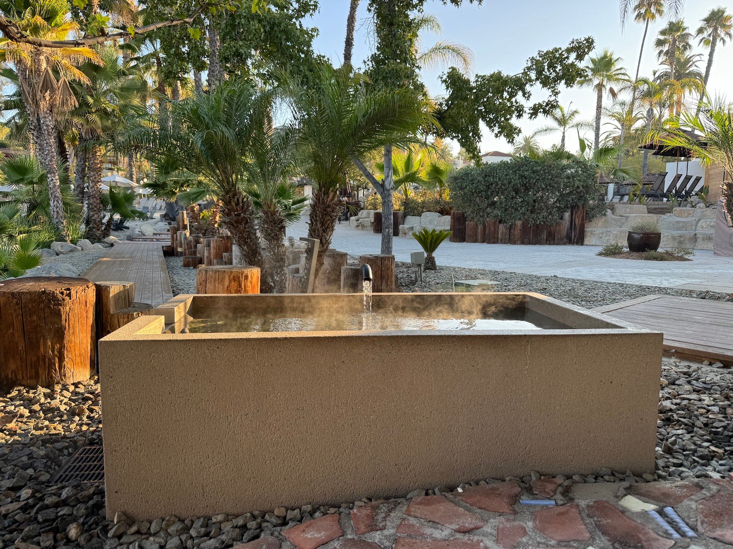 A hot springs hot tub at Murrieta Hot Springs Resort in San Diego