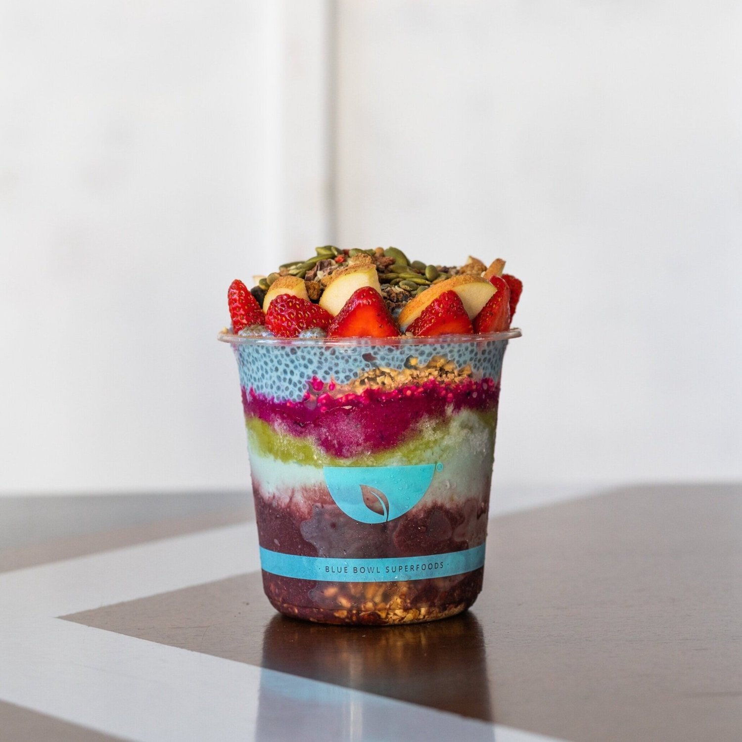 Best Acai smoothie bowls in San Diego featuring The Lazy Blue bowl from Blue Bowl in La Jolla