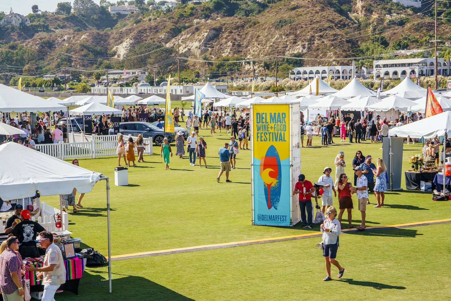 Del Mar Wine + Food Festival event on October 2-7, 2024 featuring the Grand Tasting event at Surf Sports Park