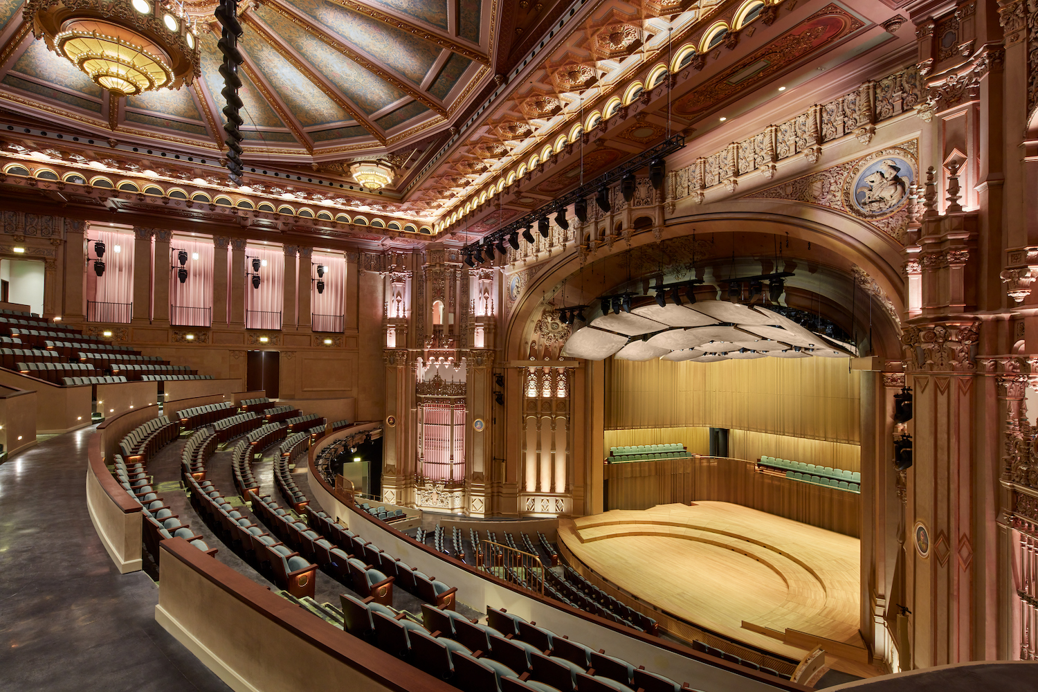 Interior of the new Jacobs Music Center following a $125M renovation where the San Diego Symphony will perform featuring upper deck seating