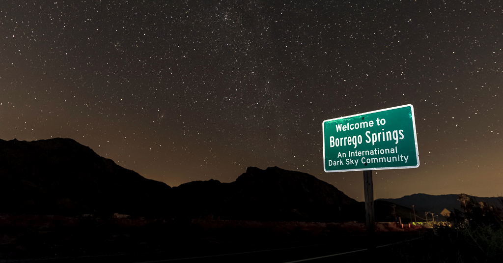 Dark-Sky International featuring Borrego Springs sign a dark sky community